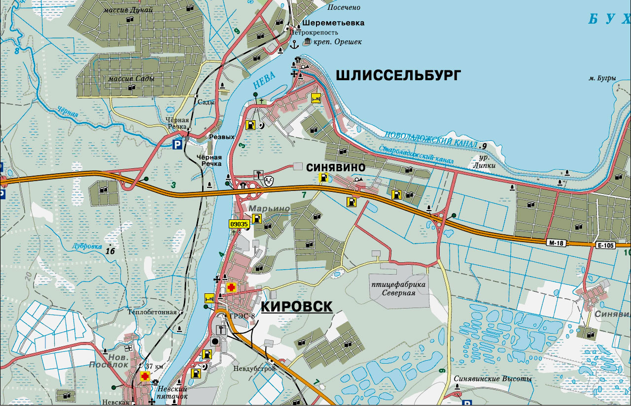 Карта города Кировска Ленинградской области
