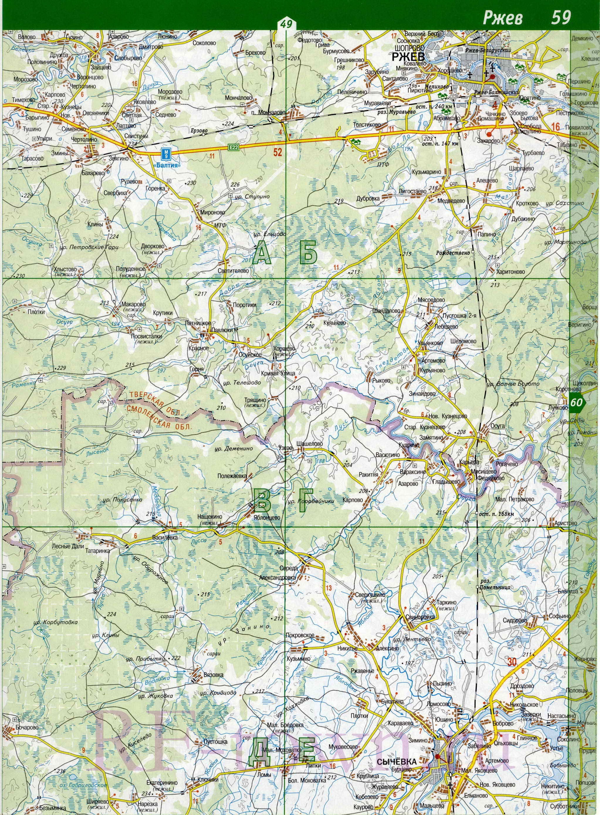 Карта ржевского района тверской области подробная смотреть с деревнями