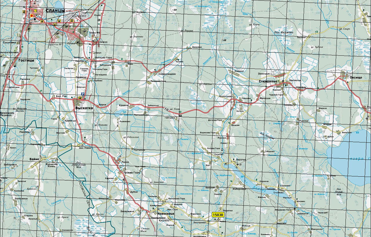 Карта сланцевского района ленинградской области подробная карта