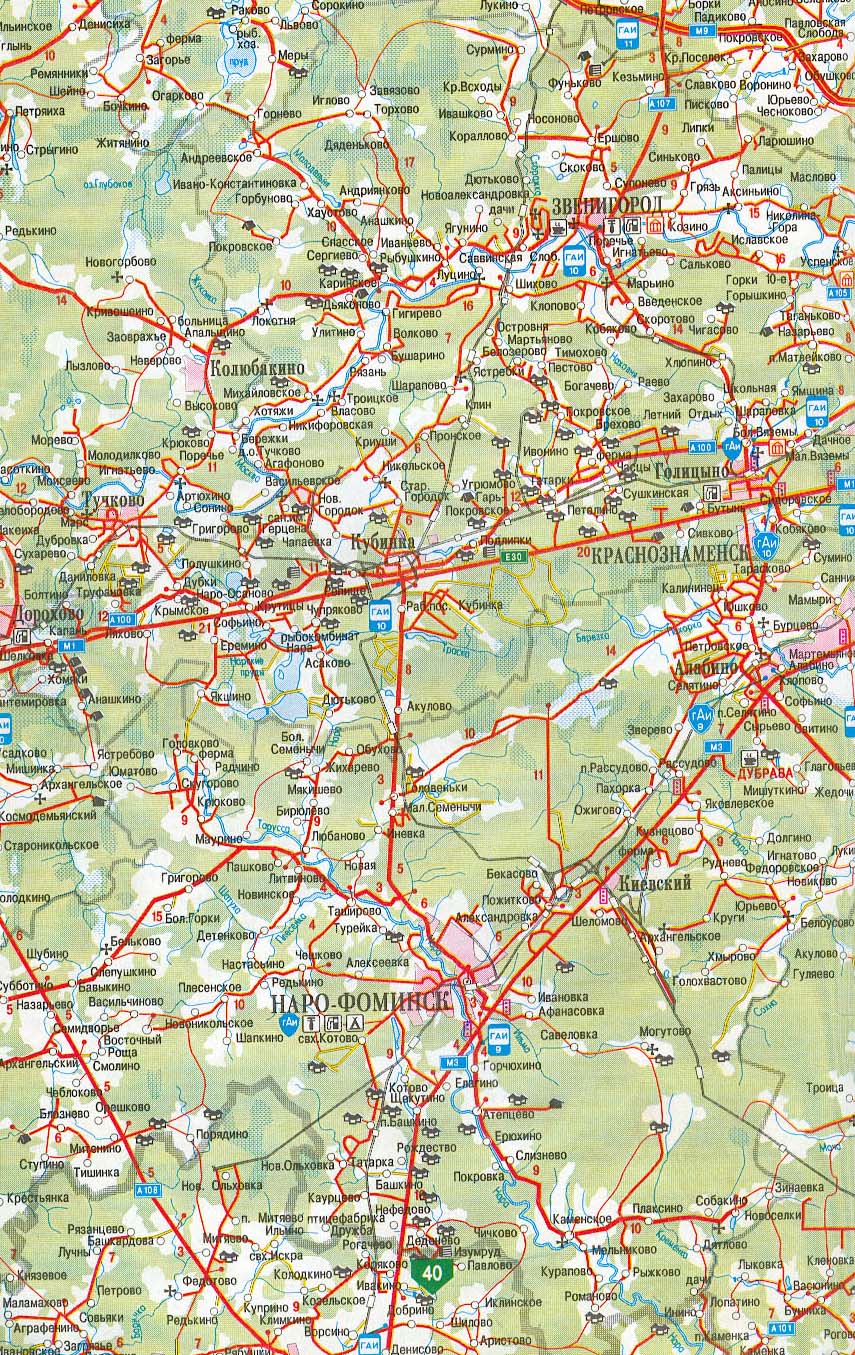 Карта наро фоминского района московской области с деревнями и дорогами