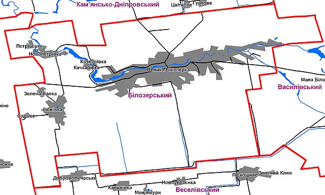 Малая белозерка запорожская область карта